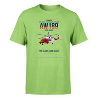 Thumbnail for Leonardo AW189 design on light green t-shirt, single-side print