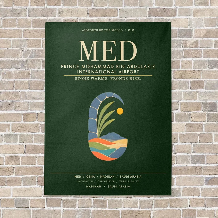 Prince Mohammad Bin Abdulaziz International Airport MED - Canvas Framed - Dark Green
