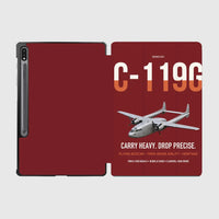 Thumbnail for C-119G Flying Boxcar design on dark red samsung tablet tablet case