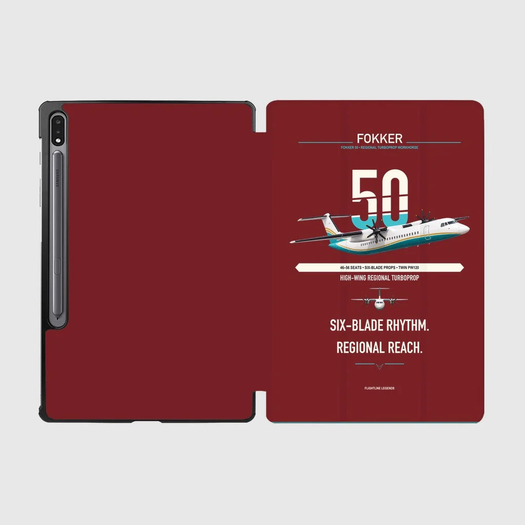 Fokker 50 design on dark red samsung tablet tablet case