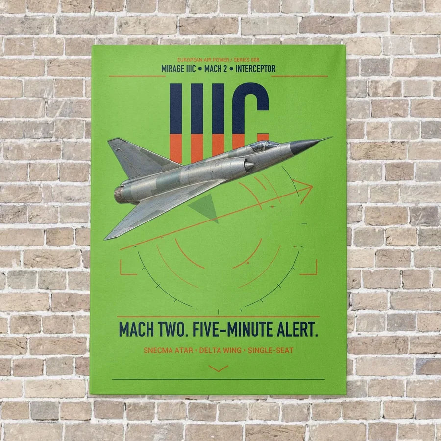 Dassault Mirage IIIC vertical canvas print - no frame - light green background