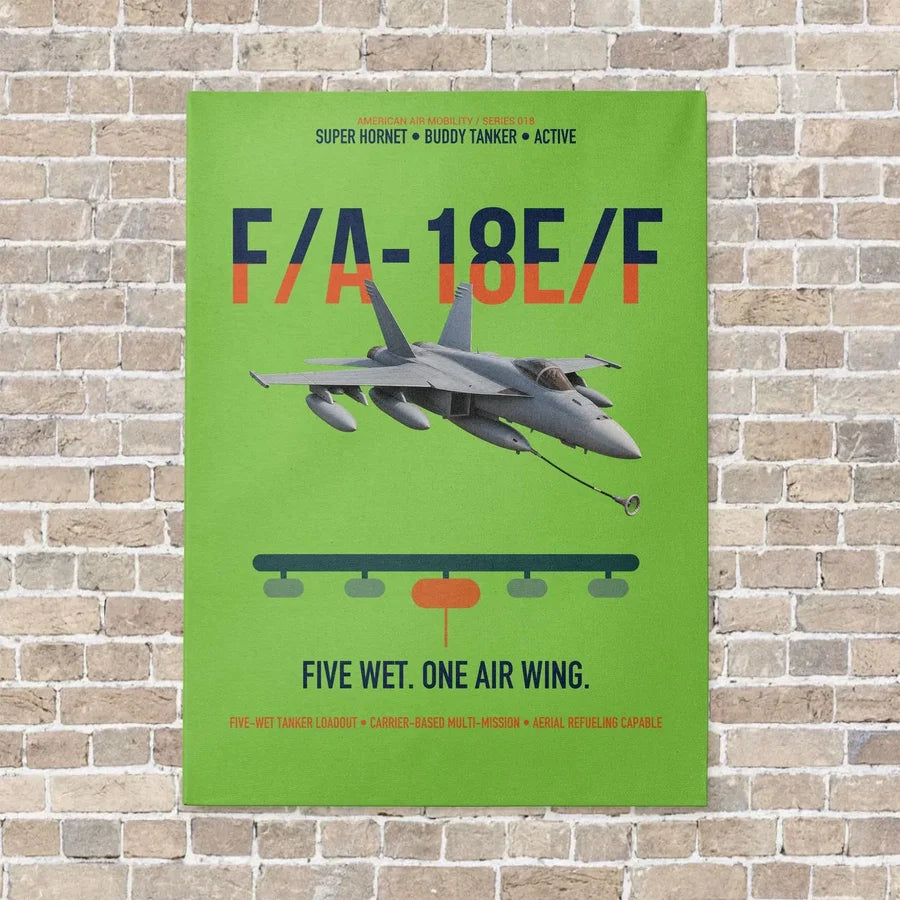 F A-18E F Buddy Tanker vertical canvas print - no frame - light green background