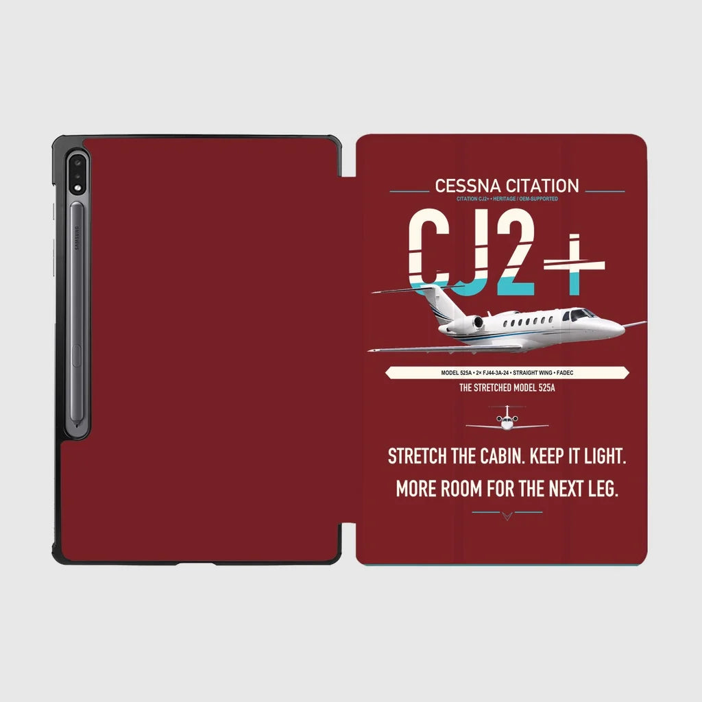 Cessna Citation CJ2+ design on dark red samsung tablet tablet case