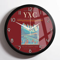 Thumbnail for Cranbrook–Canadian Rockies International Airport (YXC) design on dark red framed wall clock