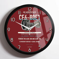 Thumbnail for CF6-80E1 design on dark red framed wall clock