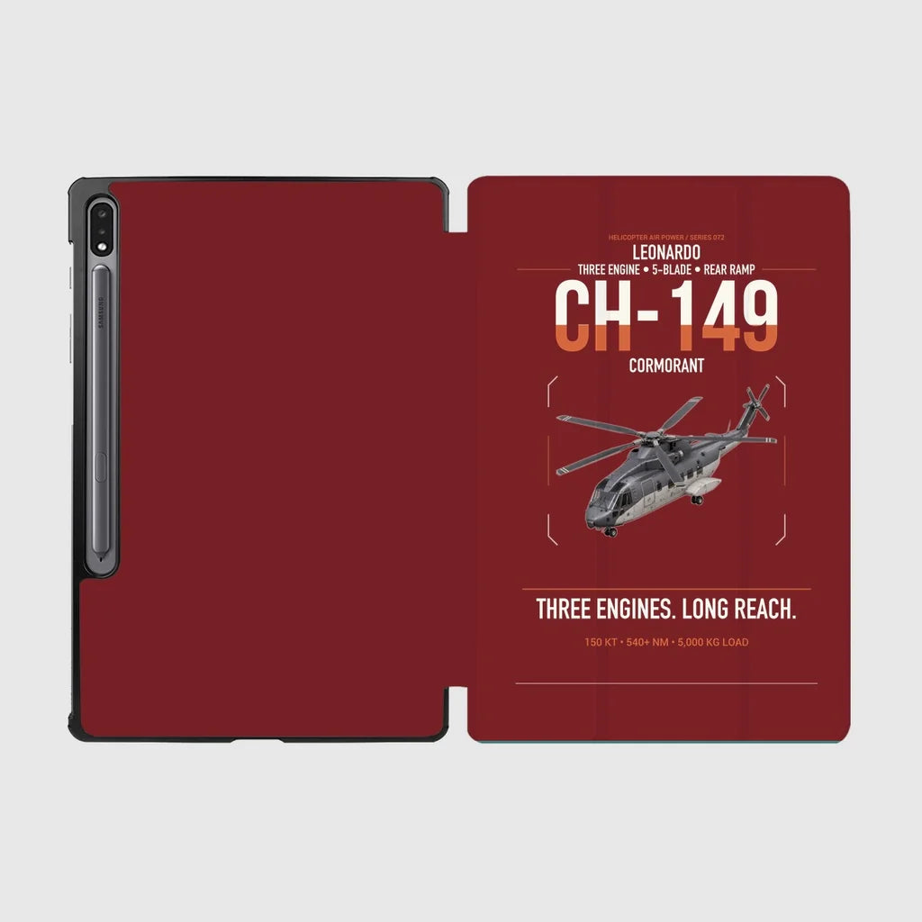 Leonardo CH-149 Cormorant design on dark red samsung tablet tablet case