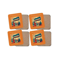 Thumbnail for The Flight Board Flutter - Designed Coasters design on orange 4-pieces-set