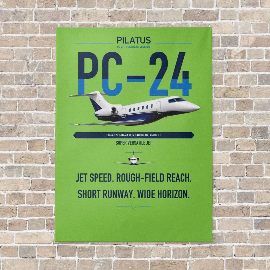 Pilatus PC-24 vertical canvas print - no frame - light green background