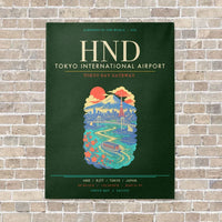 Thumbnail for Tokyo Haneda Airport HND - Canvas Framed - Dark Green