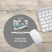 Thumbnail for Douglas DC-3 design on gray round mouse pad
