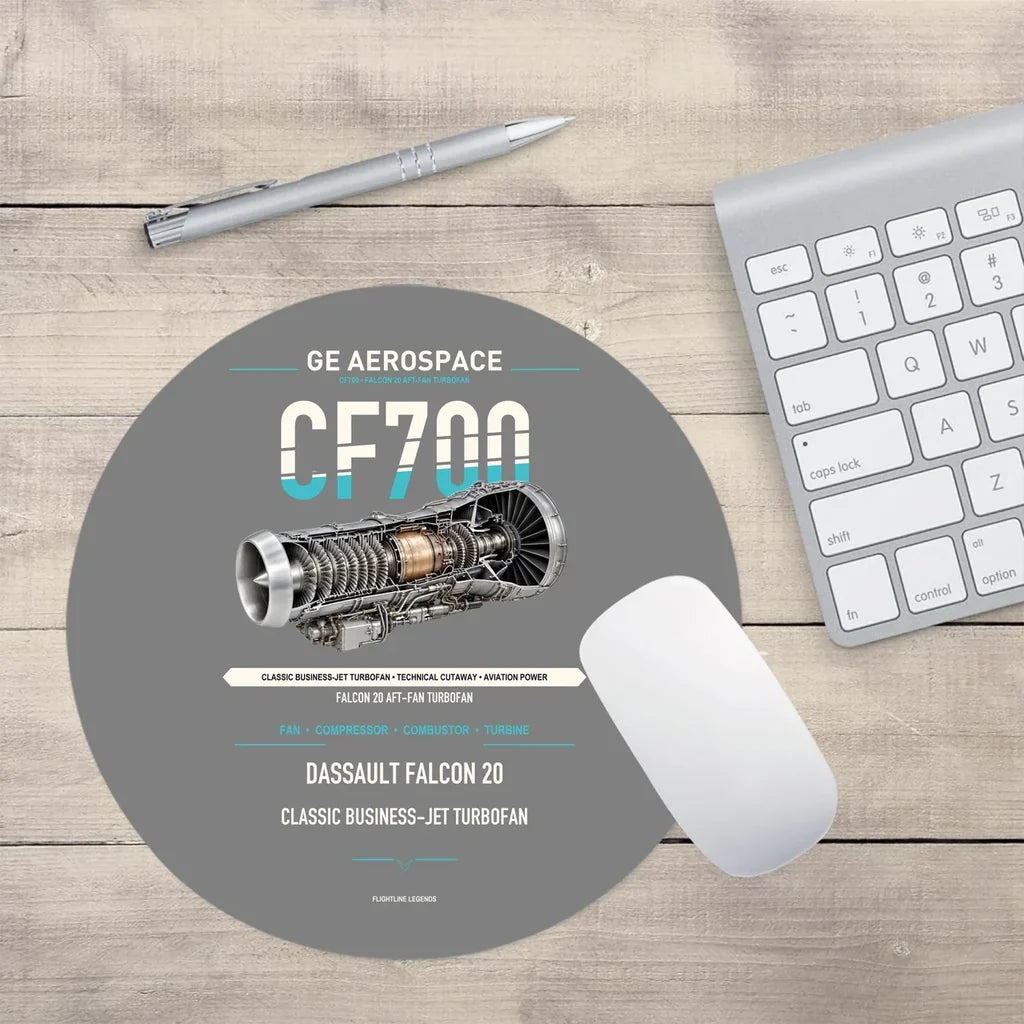 CF700 design on gray round mouse pad