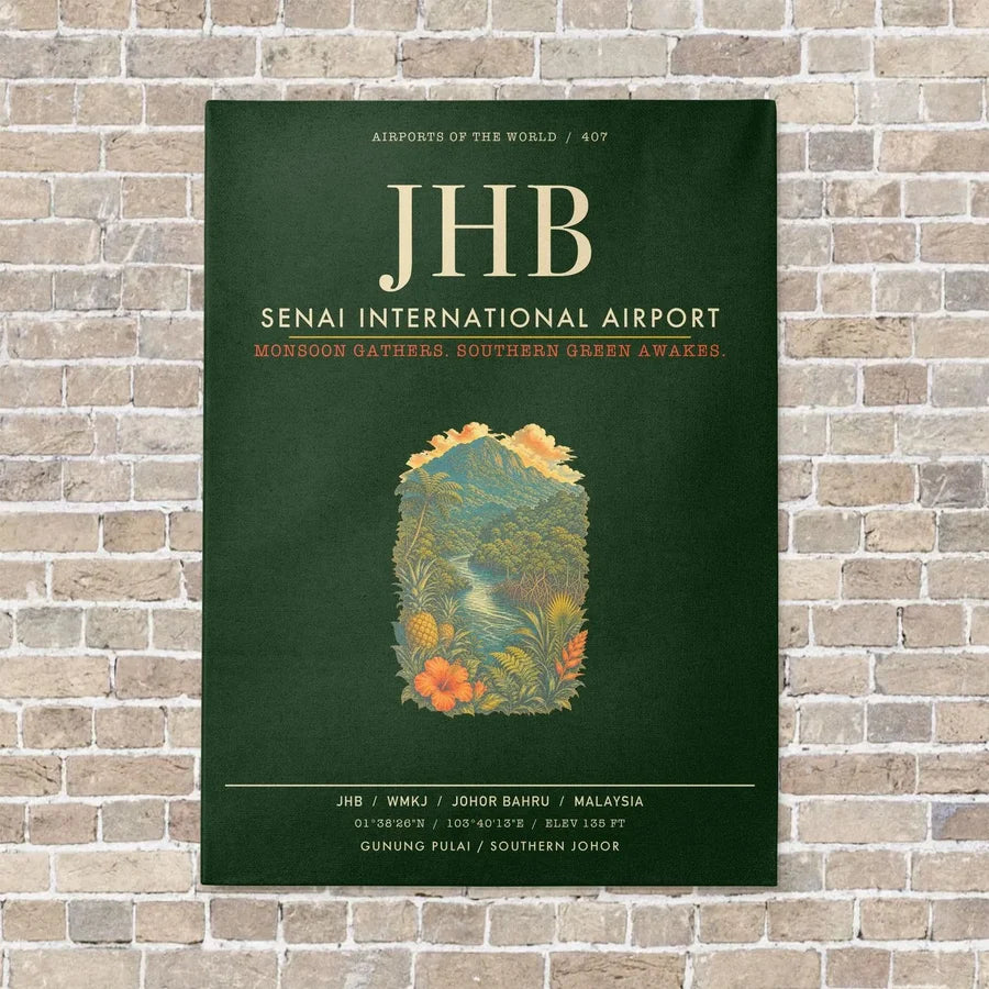 Senai International Airport JHB - Canvas Framed - Dark Green