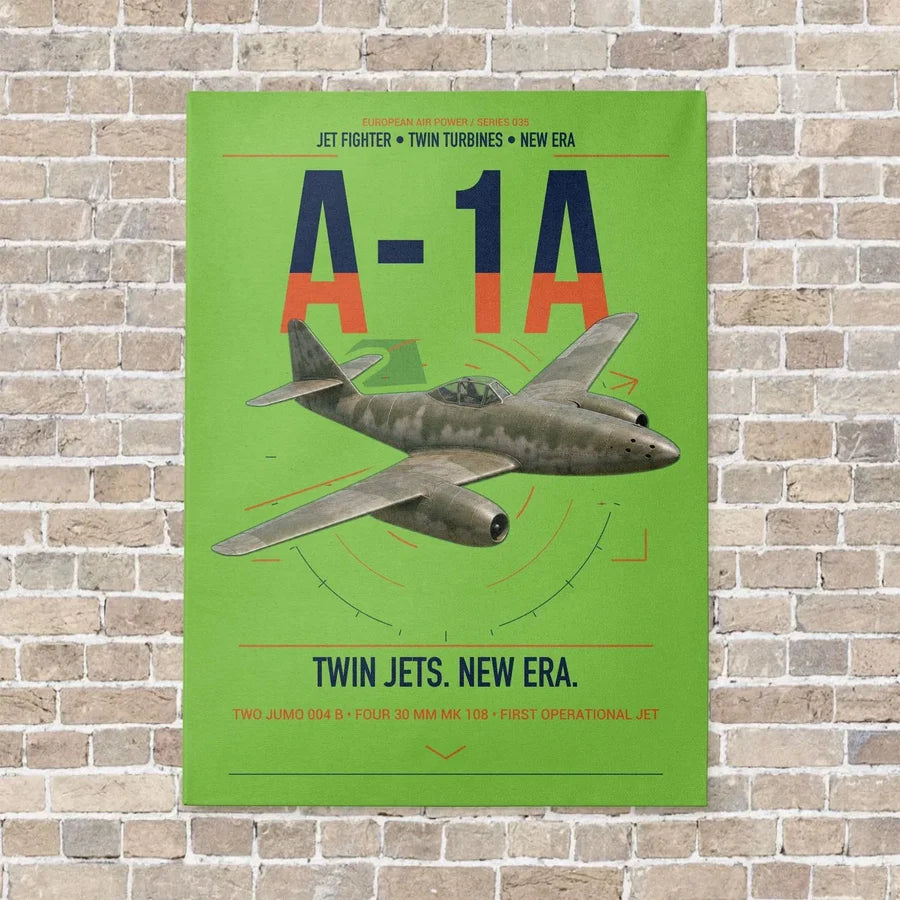 Messerschmitt Me 262A-1a vertical canvas print - no frame - light green background