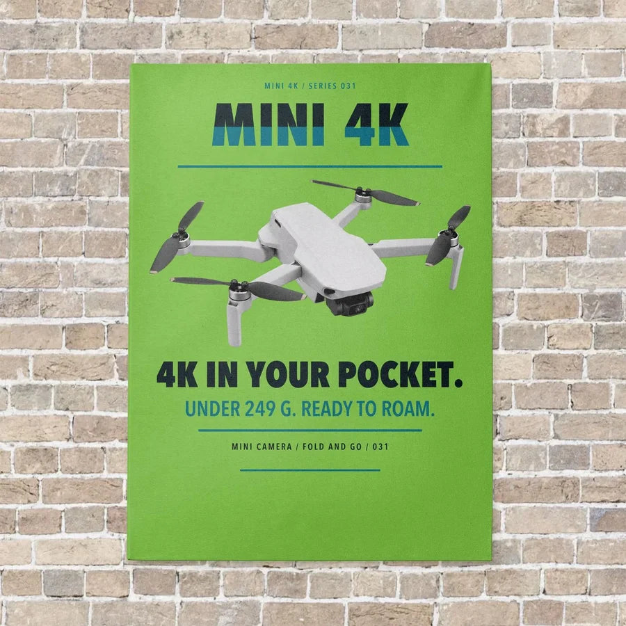 DJI Mini 4K vertical canvas print - no frame - light green background