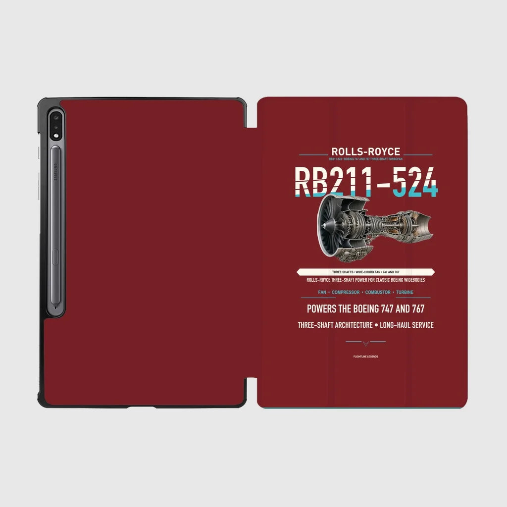 RB211-524 design on dark red samsung tablet tablet case
