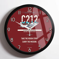 Thumbnail for CASA C-212-400 Aviocar design on dark red framed wall clock