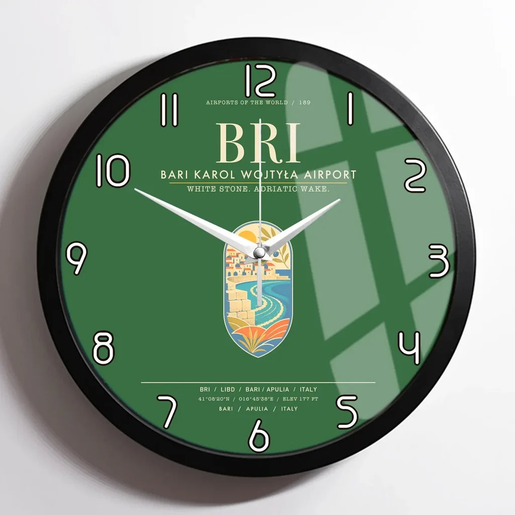 Bari Karol Wojtya Airport BRI Wall-Clock Framed - Green