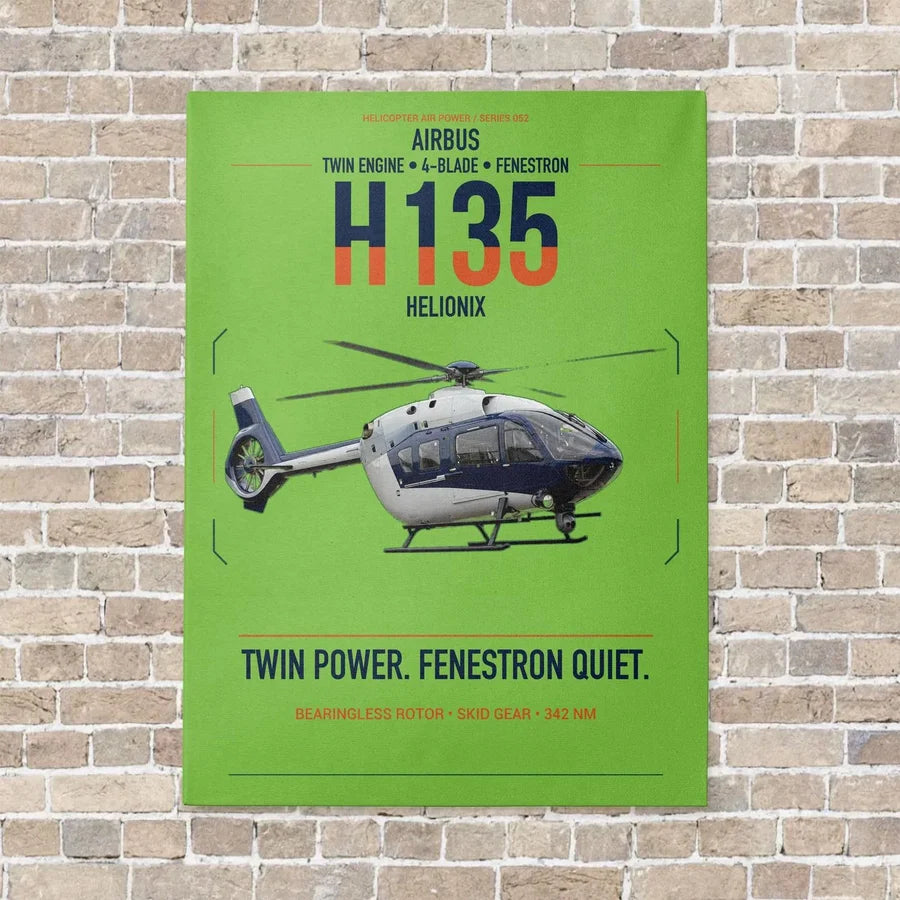 Airbus H135 vertical canvas print - no frame - light green background