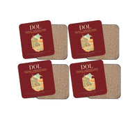 Thumbnail for Deauville – Normandie Airport (DOL) design on dark red 4 pieces set coaster
