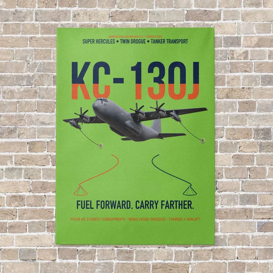KC-130J SUPER HERCULES vertical canvas print - no frame - light green background