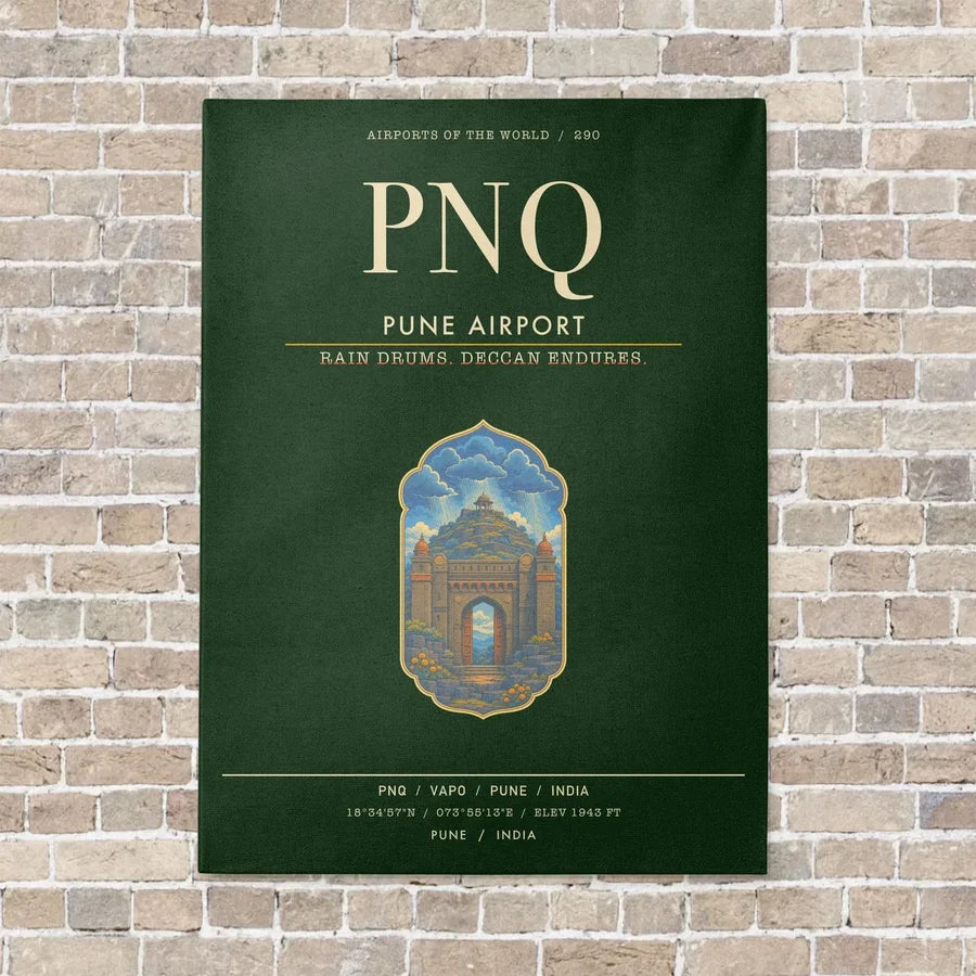 Pune Airport PNQ - Canvas Framed - Dark Green