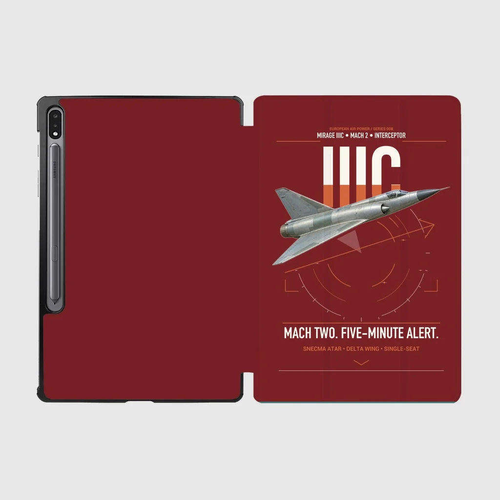 Dassault Mirage IIIC design on dark red samsung tablet tablet case
