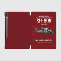 Thumbnail for Mitsubishi Sikorsky SH-60K design on dark red samsung tablet tablet case