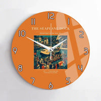 Thumbnail for VINTAGE G4056 - The Seaplane Dock - Designed Wall Clocks design on orange no-frame