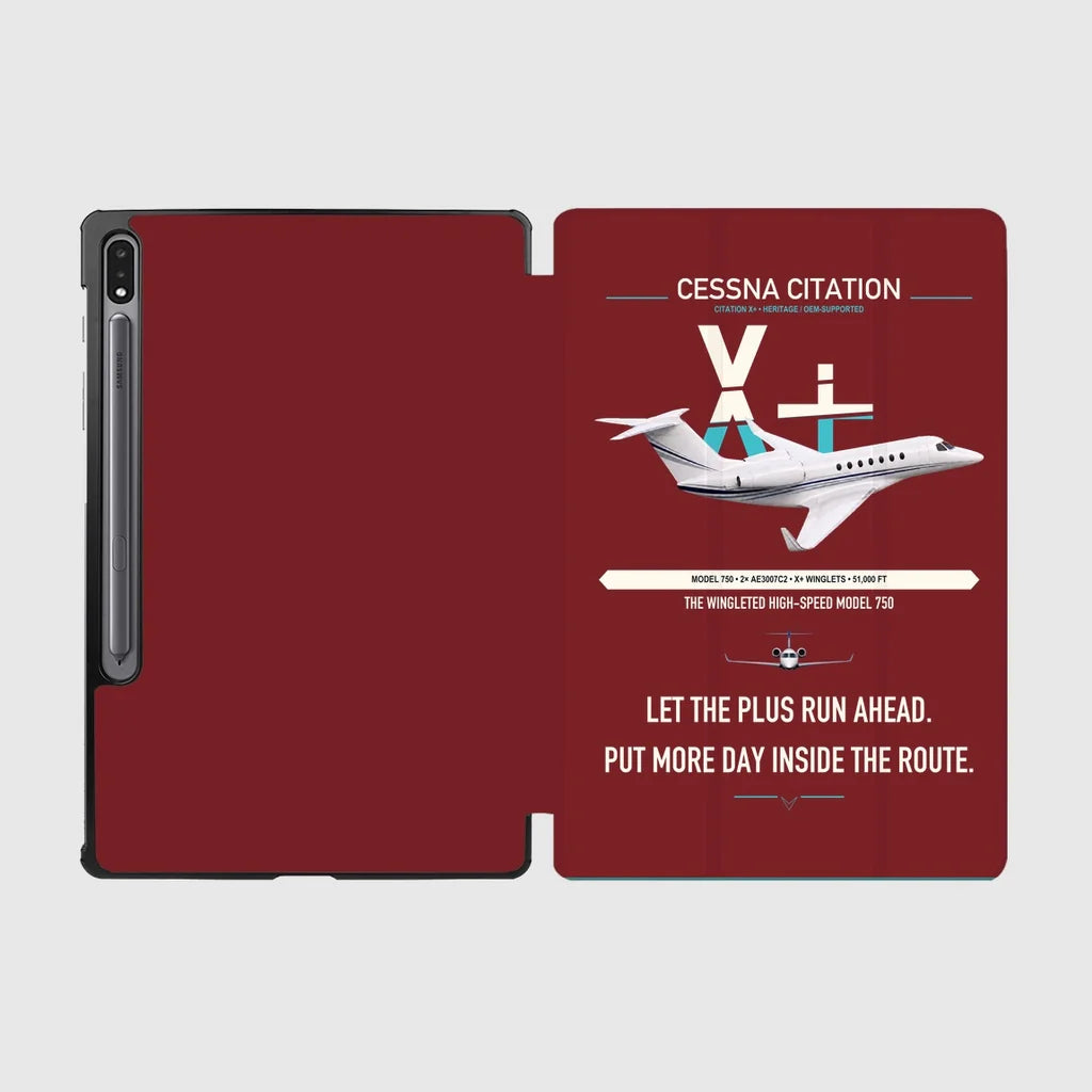 Cessna Citation X+ design on dark red samsung tablet tablet case