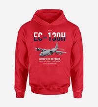 Thumbnail for EC-130H Compass Call design on red double-side hoodie, single-side print
