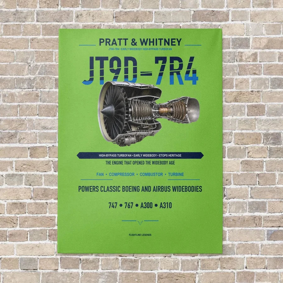 JT9D-7R4 vertical canvas print - no frame - light green background