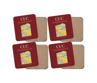 Thumbnail for Camilo Daza International Airport (CUC) design on dark red 4 pieces set coaster