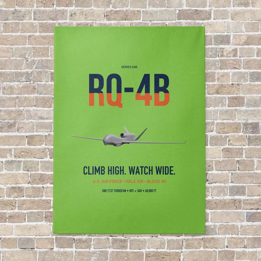 RQ-4B Global Hawk vertical canvas print - no frame - light green background