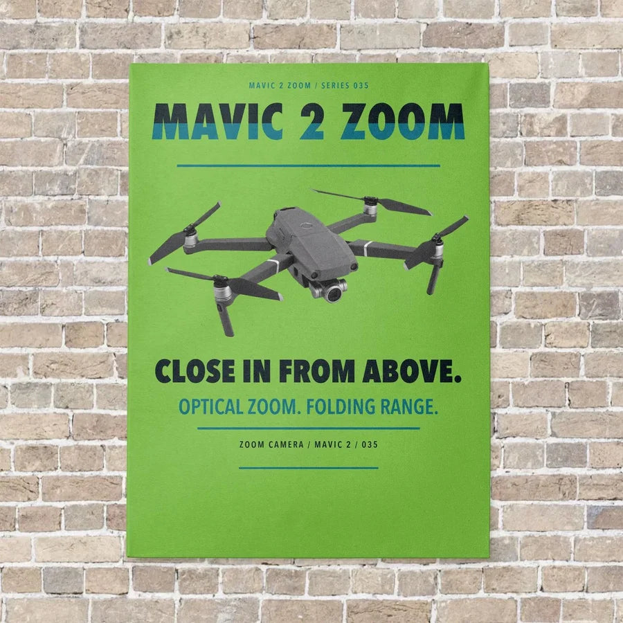 DJI Mavic 2 Zoom vertical canvas print - no frame - light green background