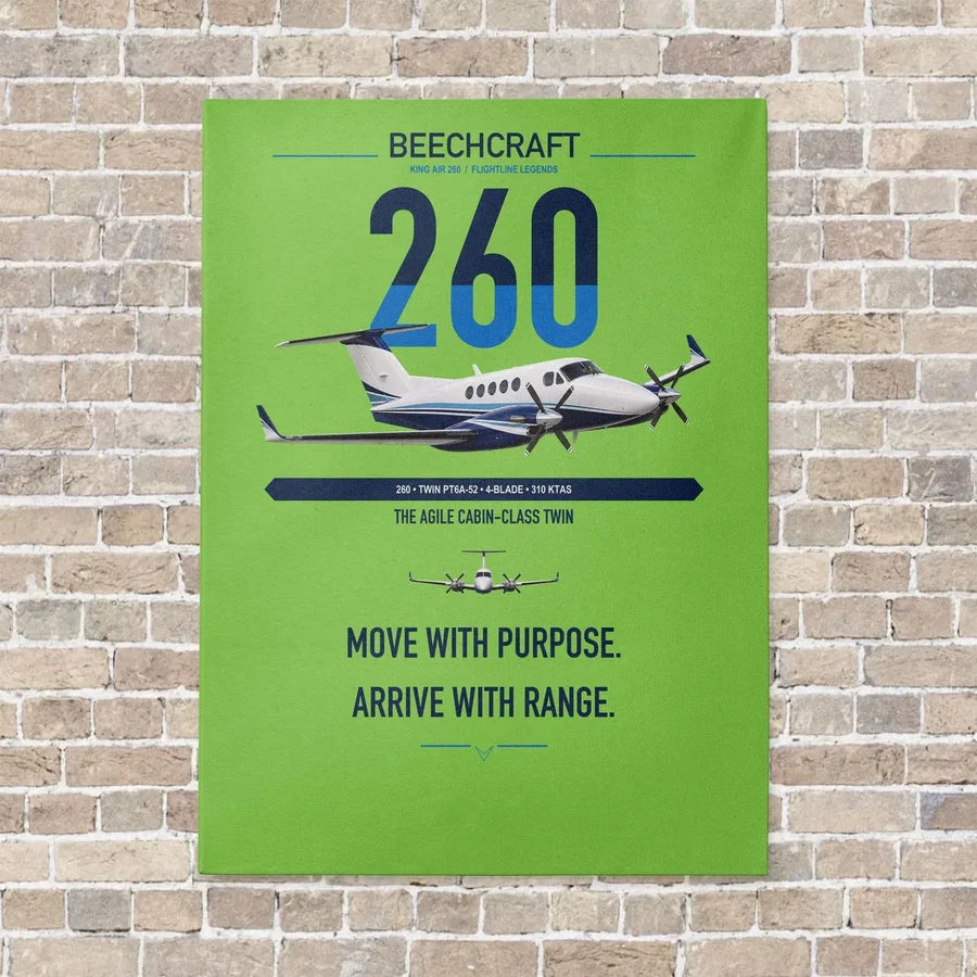 Beechcraft King Air 260 vertical canvas print - no frame - light green background