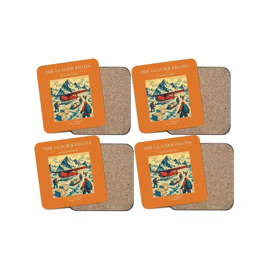 The Glacier Pilots - Designed Coasters design on orange 4-pieces-set