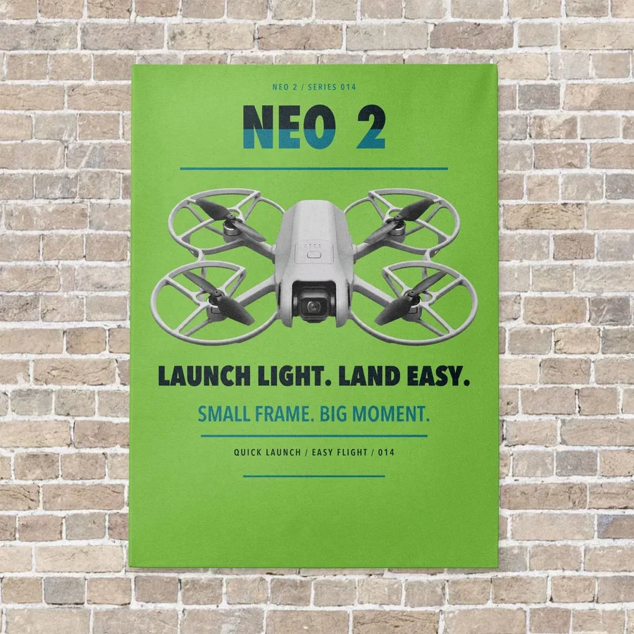 DJI Neo 2 vertical canvas print - no frame - light green background