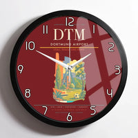 Thumbnail for Dortmund Airport (DTM) design on dark red framed wall clock