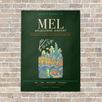 Thumbnail for Melbourne Airport MEL - Canvas Framed - Dark Green