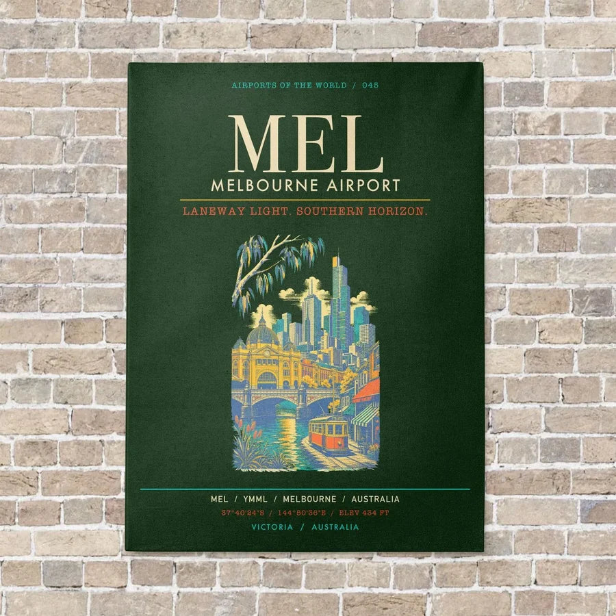 Melbourne Airport MEL - Canvas Framed - Dark Green
