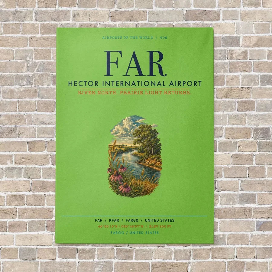 Hector International Airport FAR vertical canvas print - no frame - light green background