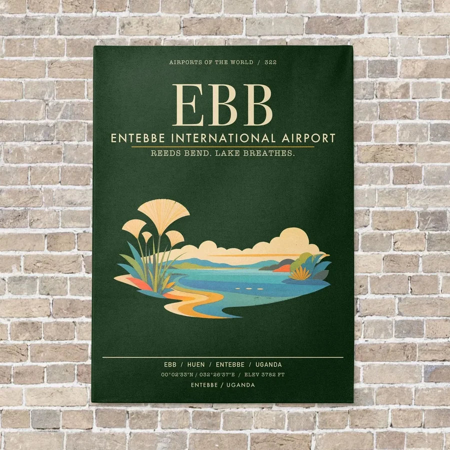 Entebbe International Airport EBB - Canvas Framed - Dark Green
