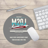 Thumbnail for Mooney M20J 201 design on gray round mouse pad