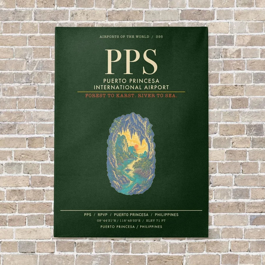 Puerto Princesa International Airport PPS - Canvas Framed - Dark Green