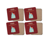 Thumbnail for Harbin Taiping International Airport (HRB) design on dark red 4 pieces set coaster