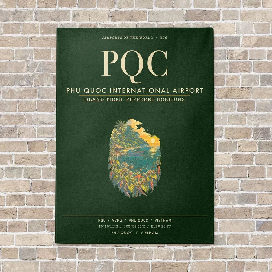 Phu Quoc International Airport PQC - Canvas Framed - Dark Green