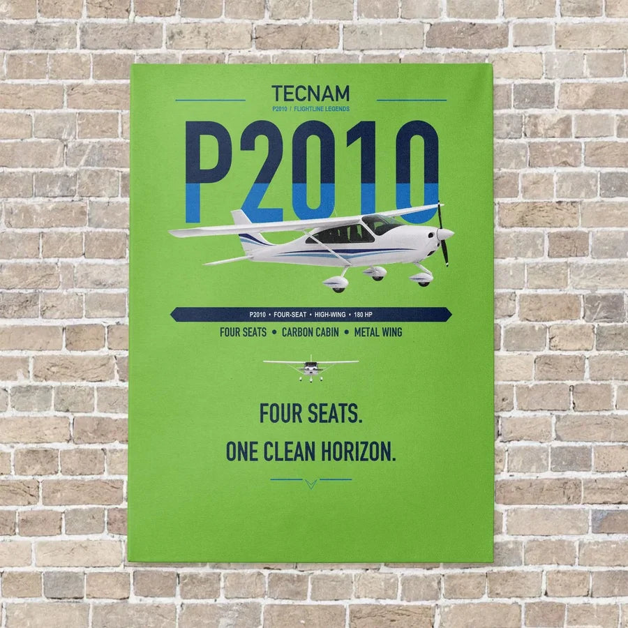 Tecnam P2010 vertical canvas print - no frame - light green background