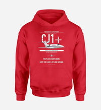 Thumbnail for Cessna Citation CJ1+ design on red double-side hoodie, single-side print
