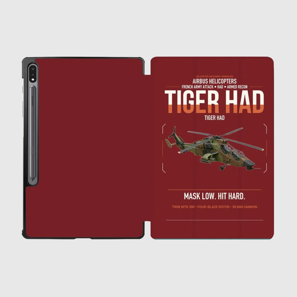 Airbus Helicopters Tiger HAD design on dark red samsung tablet tablet case