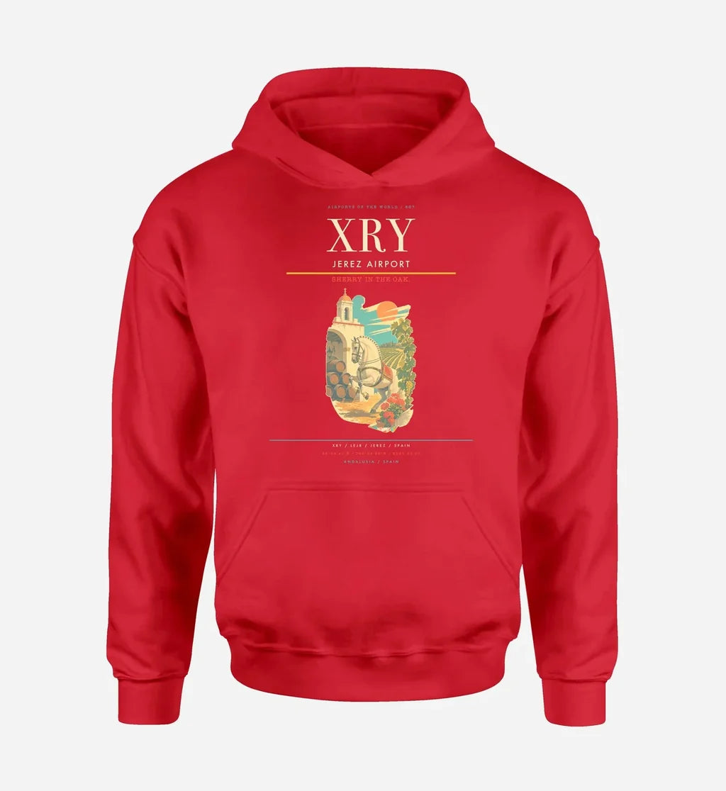Jerez Airport (XRY) design on red hoodie single-side print